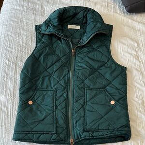 Quilted Green Vest with Pockets